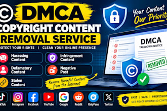 delete takedown remove unwanted infringing content tiktok ig,fb,post,reddit dmca
