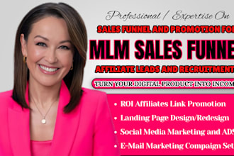 mlm saies funnel, mim promotion, mlm website, affiliate recruitment, mlm leads