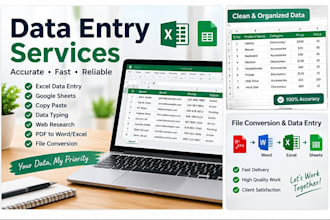 do professional data entry, copy paste, and excel data entry