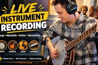 record banjo, mandolin, acoustic guitar and harmonica for your track