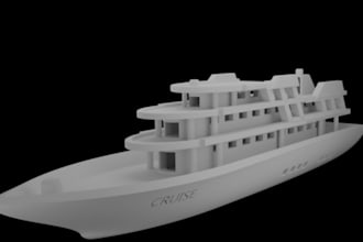 create a realistic 3d ship or boat model for games, animation and 3d printing