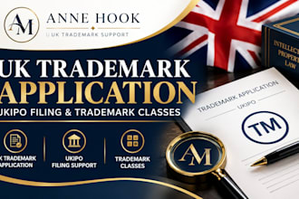 assist with UK trademark application ukipo filing and trademark classes