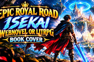 design an epic royal road, isekai, webnovel or litrpg book cover