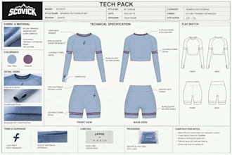 create activewear tech pack for leggings gymwear sportwear and fitness apparel