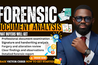 perform forensic document analysis, handwriting and signature examination