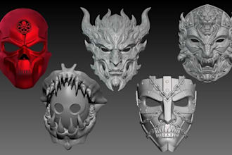 create custom 3d mask model cosplay mask  printable mask for 3d printing