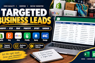 build targeted shopify etsy ebay printify epoxy podcast garage business lead