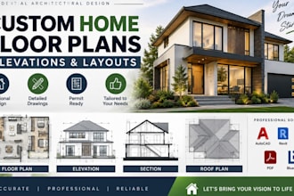 design custom home floor plans with architectural elevations and layouts