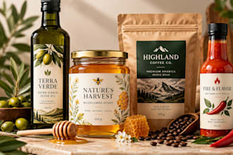design premium food label, jar bottle pouch packaging design