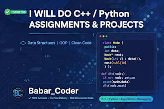 do c plus plus programming ,assigments,data structures and python tasks