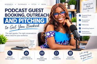 research guests for your podcast and generate podcast list for you to guest on