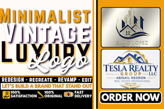 redesign recreate revamp edit fix minimalist vintage luxury logo for your brand