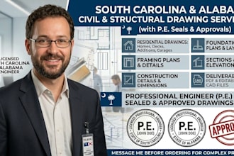 prepare south carolina and alabama civil structural drawings