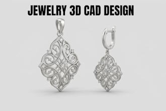do cad jewelry design, 3d jewelry design and realistic rendering for 3d priting