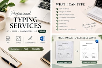 do PDF to word , image to text , type handwritten notes