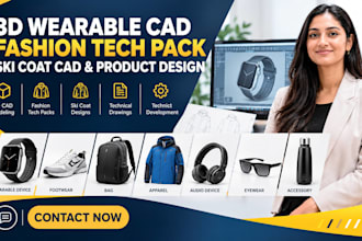 do 3d wearable cad devices tech pack fashion tech pack ski coat cad sketch