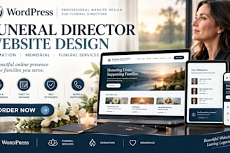 wordpress funeral director cremation memorial website design develop setup