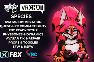 create custom vrchat avatar, furry avatar, vrc avatar, vtuber model
