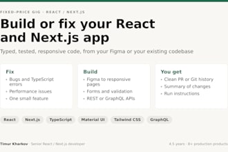 build or fix your react or nextjs web app with typescript