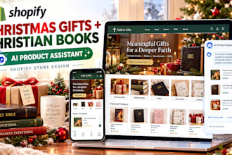 design christmas gift store, christian book shopify store with ai assistant