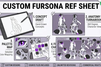 draw furry art fursona ref sheet and character design