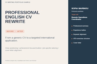 write a professional english resume or CV for international jobs