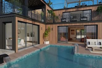 create 3d shipping container designs for houses, shops, resorts and offices