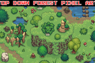draw top down forest pixel art tileset terrain parallax environment nature scene