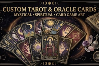 design custom tarot card, oracle deck, mystical card and spiritual card game