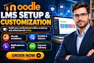 setup moodle lms customize website course upload scorm quiz h5p bigbluebutton