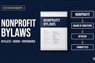 draft custom nonprofit bylaws and 501c3 governance documents