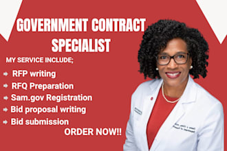 do sam gov registration, bid proposal writing, rfp writing, and prepare rfq