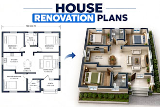 create autocad 2d plans and 3d house reconstruction for renovation project