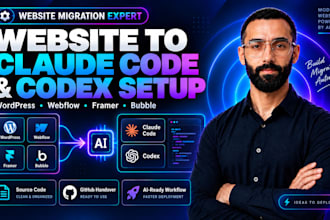 convert wordpress webflow framer bubble into claude code or codex setup
