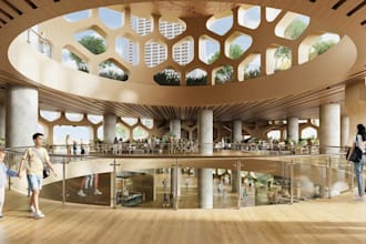 create 3d cgi showroom, 3d museum interior with 3d rendering