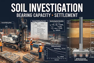perform soil investigation, bearing capacity and settlement analysis