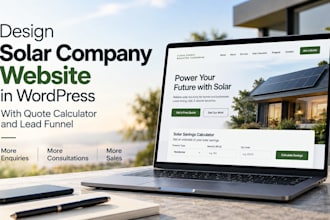 design solar company website in wordpress with quote calculator and lead funnel