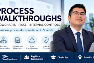 create process walkthroughs, flowcharts and risk control matrices in spanish