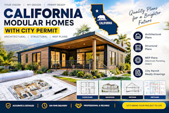 design california modular homes with city permit structural and mep plans