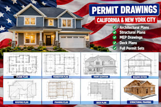 prepare california ny city permit architect drawings, deck plan, structural plan