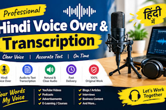 do professional hindi voice over and accurate transcription