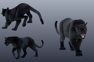sculpt realistic 3d animal model, creature, dragon model with fur, zbrush
