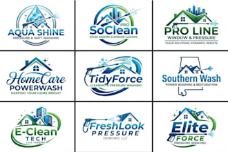 do cleaning, power washing and pressure washing logo for your business