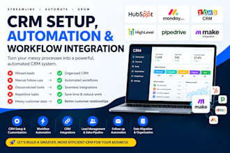 set up and automate hubspot, monday com, zoho CRM, go highlevel, and piped