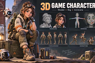 design 3d game model, 3d animation, rigging and 3d game character modeling