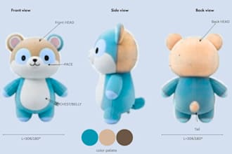 design custom plush toy soft toy and reference sheet