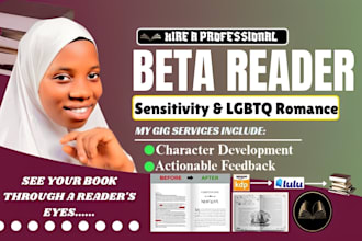 beta read and sensitivity read your lgbtq romance novel as queer reader