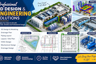 do 3d design, drainage plan, piping layout, layout, hvac, mechanical, drainage