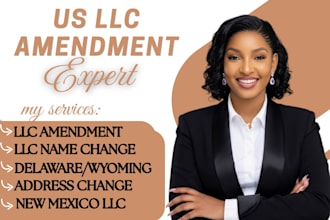 file llc amendment, llc name change, and do ownership transfer for US llc