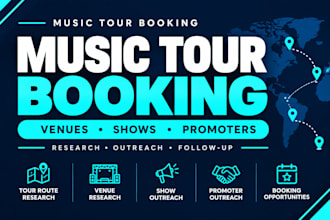 do music tour booking, venue research and show outreach for artists